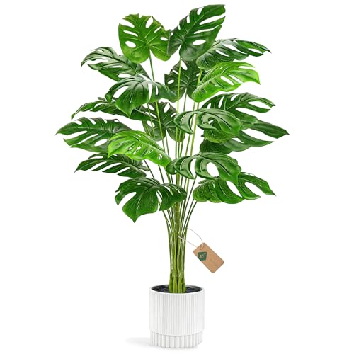 Der Rose 44" Tall Fake Monstera Tree Artificial Faux Plant for Home Living Room Porch Balcony Indoor Outdoor Decor - size: 44"White