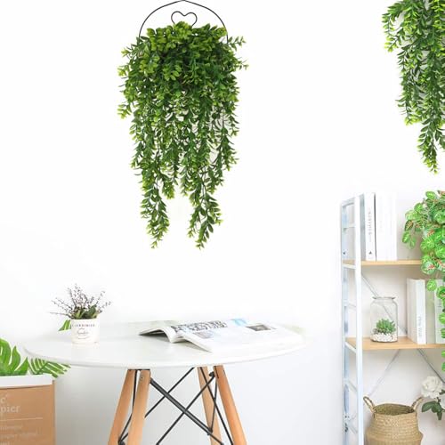 Artificial Hanging Plants, Fake Hanging Vines Plastic Greenery Garland Faux Ivy Leaves Vine Flowers for Outdoor Decor Indoor Home Garden Christmas Party Wedding DIY Bedroom Wall Decorations, 4 Pack - color: Green Hanging Vines / 4 Pack