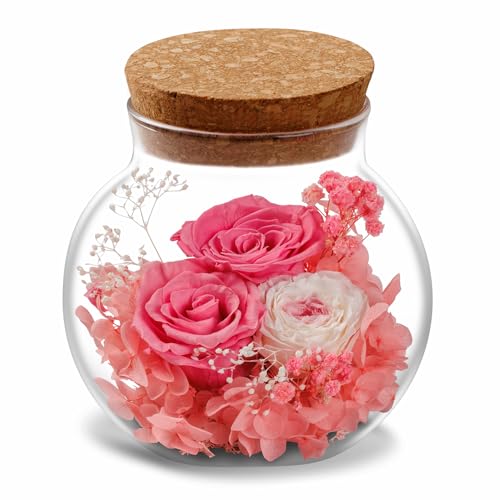 NATROSES Christmas Birthday Gifts for Women - Handmade Preserved Flowers Wish Bottle for Valentine's Day, Mother's Day, Anniversary, Home Decor (Sweet Pink) - color: Sweet Pink
