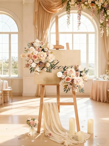 Artificial Flowers Combo Fake Roses Silk Flowers with Stems for DIY Wedding Bridal Bouquets Table Centerpieces Cake Birthday Baby Shower Wedding Anniversary Home Decorations(Champagne Nude) - color: Nude Champagne