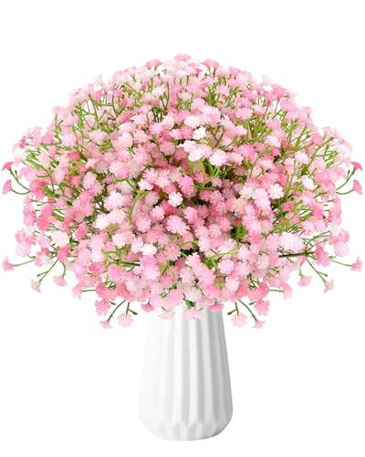 Babys Breath Artificial Flowers, 24Pcs Fake Baby Breath Flowers Artificial Bulk Faux Gypsophila Real Touch Flowers for Wedding DIY Bouquet Arrangement Party Home Garden Spring Decor, Pink - color: Pink, size: 24PCS
