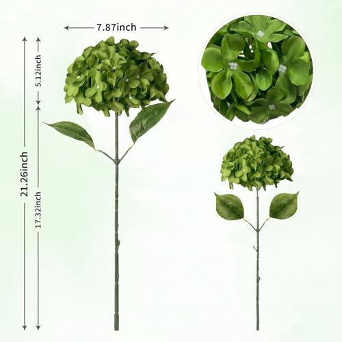 Green hydrangea artificial flowers 10pcs 22in faux hydrangea (10, green) | Bouquets Arrangement for Home Table Centerpieces Wedding Baby Shower Birthday Party Decoration - color: Green