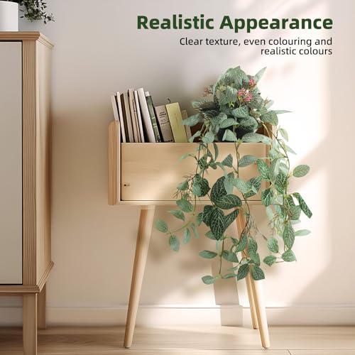 Artificial Hanging Ivy Plants Realistic 3D Watermelon Texture with Flower Buds Fake Potting Leaves Faux Peperomia Vine Green Plants for Indoor Outdoor Home Garden Decor - color: B