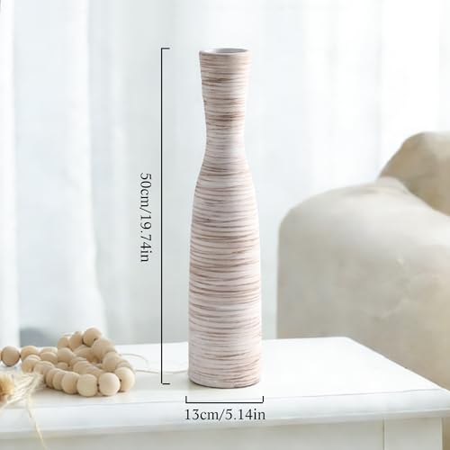 ALMA 20" White & Browm Tall Skinny Vase for Flowers, Decorative Thin Pampas Grass Vases for Living Room Floor, Dinner Table, Entryway, Fireplace, Bookshelf, Offer, Home Decor - color: Bow-white-20"
