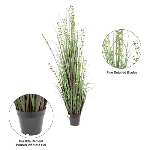 Vickerman Everyday 60" Artificial Green Grass and Eucalyptus with Black Plastic Pot - Faux Grass Plant Decor - Home Or Office Indoor Greenery Accent - size: 60"
