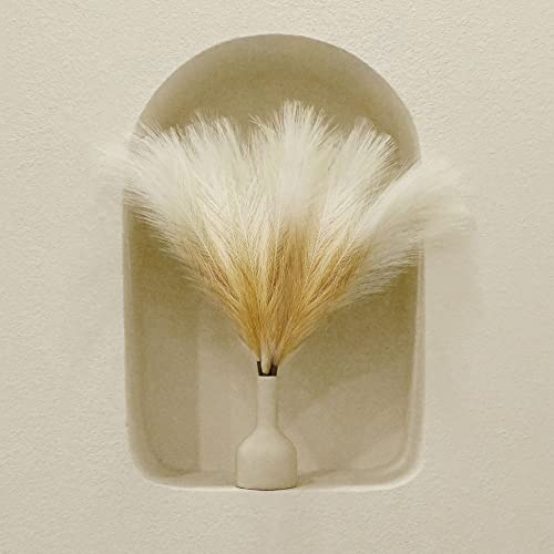 6 PCS Faux Pampas Grass Arrangement - 18"/45cm Artificial Fluffy Pompous Grass Stems for Boho Chic Home and Wedding Decor (Beige Gradient) - color: A3- Beige Gradient