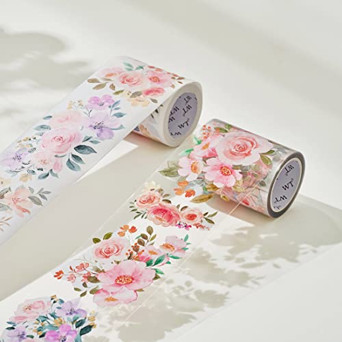 WT Flower Corridor Wide Washi Tape, Single Roll, Original Designs, Floral Decorative Tape, 60mm Wide, Washi Tape for Journaling, Bujo Planner Supplies, DIY Paper Tapes - color: WT Flower Corridor Washi Tape