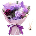 Casaido Preserved Flowers for Delivery, Mothers Day Purple Flower Bouquets with Necklace, Forever Real Roses Anniversary Birthday Valentines Day Christmas Rose Gifts for Women Mom Wife Girlfriend - color: Purple