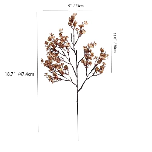 ONLY ART Light Brown Silk Baby’s Breath Flowers – 6 Bundles, 18.7" Faux Florals with Flexible Stems for New Year and Valentine's Day Elegant Home, Wedding & Event Décor - color: Light Brown
