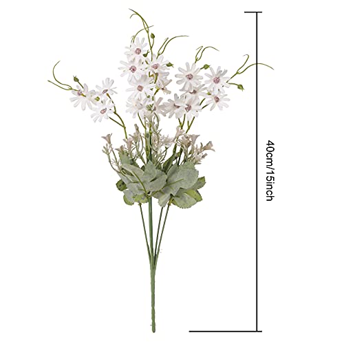 Artificial Flowers Wildflowers Silk Daisy Spring Fake Daisies Decoration Summer UV Resistant Colorful Mixed Bundles Faux Greenery Outdoor Plant Stem Filler for Home Decor Indoor Floral Arrangements - color: 04-white