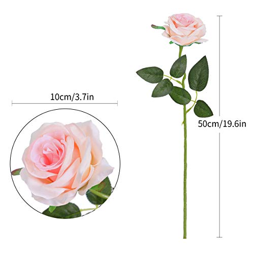 Nubry Artificial Silk Rose Flower Bouquet Lifelike Fake Rose for Wedding Home Party Decoration Event Gift 10pcs (Light Pink) - color: Light Pink