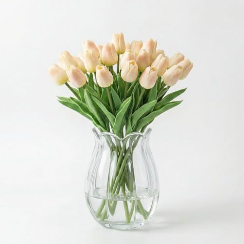 30 pcs Real-Touch Artificial Tulip Flowers Home Wedding Party Decor (Champagne) - color: Champagne