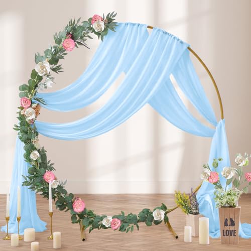 DeZerlor Wedding Arch Draping Fabric 29" x 20 FT Drapes for Backdrop Sheer Curtains for Romantic Bridal Baby Shower Decorations Ceremony Birthday Party Outdoor Events, Baby Blue - color: Baby Blue