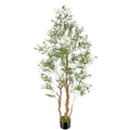 OXLLXO 7.2ft Artificial Olive Tree (85in) with Plastic Nursery Pot Faux Olive Silk Tree, Fruits Fake Plant for Office House Farmhouse Living Room Home Decor (Indoor/Outdoor) - size: 7ft 1in