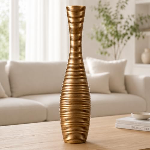 Leewadee Decorative Tall Floor Vase for Living Room Decor, 20″, Gold, Resin - color: Gold, size: 20 inches