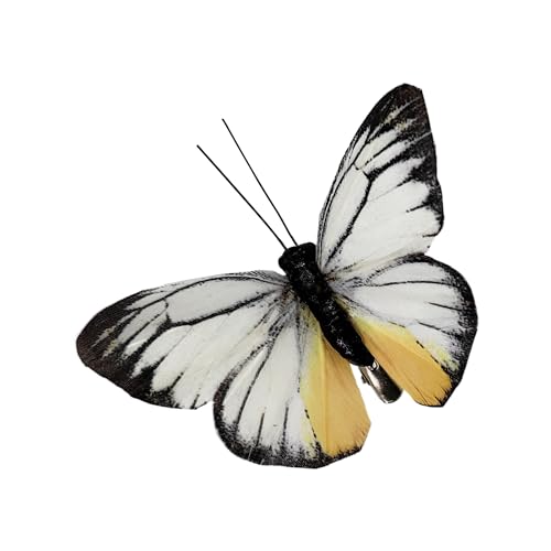 Cartanfill- Artificial Feather Simulation Butterfly Party Decoration Set, a Set of 12 Pieces with Clips, Used for Home Decoration in 12 Colors.… (D Clip) - color: D Clip