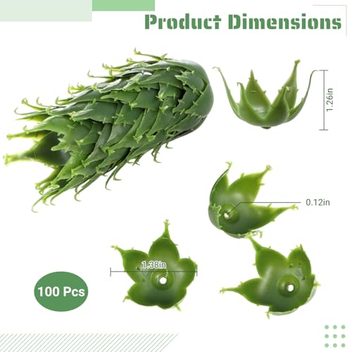 100 Pcs Rose Stems with Leaves & 100 Pcs Flower Calyxes Set, Fake Flower Stems Artificial Flower Sepals, Floral Arrangement Supplies, DIY Artificial Flowers Tools for Bouquet Wedding Party - color: 100pcs