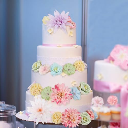 LACGO 48 PCS Fake Flowers Heads - Artificial Flower Heads Bulk Silk Faux Rose DIY Flower Embellishments Blossom Wreath Bouquets for Crafts Wedding Bridal Party Baby Shower Home Decoration(Mix Color) - color: Mix Color