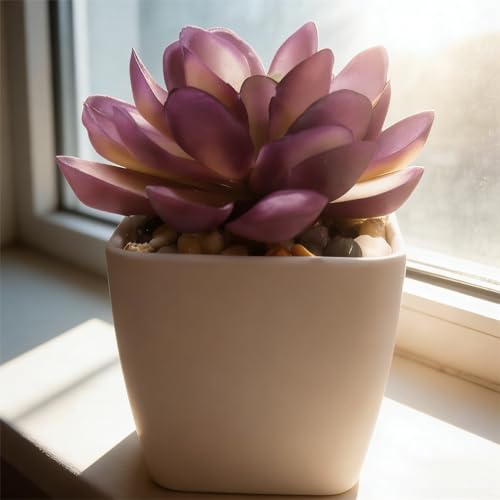 Artificial Succulent Plants in Pot - 1Pcs Pistachio Lotus Realistic Fake Potted Succulents for Home Decor, Desk, Office, Bathroom, Windowsill - Indoor Houseplant for Bedroom, Kitchen, Shelf - color: Pistachio Lotus