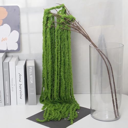 4pcs Artificial Yarn Amaranthus 22" Faux Yarn Lover Tears Fake Hanging Green Plants for Floral Arrangement Vase Bouquets Home Office Wedding Decor(Green) - color: Green, size: 4pcs