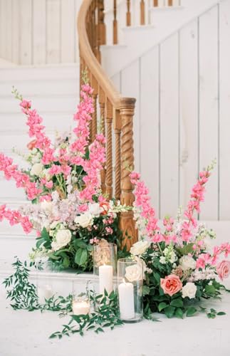 Pink Delphinium Artificial Flowers,8PCS Artificial Snapdragon Flowers 33.5'' Tall Fake Flowers Faux Delphinium Bulk for Tall Vase Home Wedding Garden Table Decor(Pink) - color: Pink