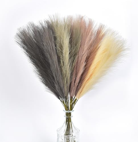 LSKYTOP Beige Pampas Grass Decor,23Inch 16pcs Faux Pampas Grass Bouquets Artificial Pampas Fake Pampas Flower for Home Living Room Bedroom Vase Decor - color: Beige 16pcs