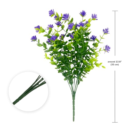 10 Bundles Artificial Flowers for Outdoors,UV Resistant Realisic Fake Plastic Plants Artificial Shrubs Fall Flowers Decor of Vase and Outside Window Box, Ferns Plants for Planter-Purple - color: Purple, size: 10PCS
