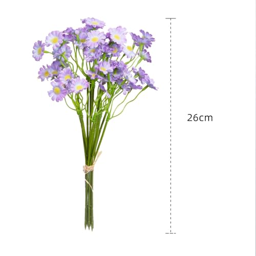 6 Stems Artificial Bouquet Decor Bundle Small Flowers Decorative Flower Set for Home Table Shelf Display, Purple - color: Purple