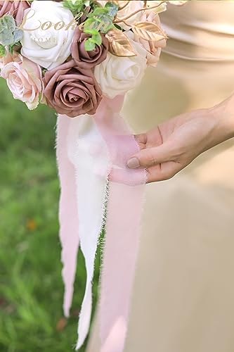 Lookein 7 Inch Flower Bouquet for Bride Artificial Flowers Bouquet Bridesmaid Bouquet Bridal Bouquet Tossing Bouquet for Wedding Ceremony Anniversary, French Dusty Rose - color: 7" French Dusty Rose