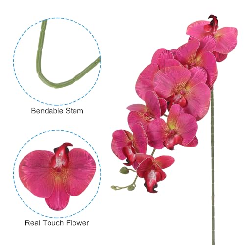 PATIKIL Artificial Orchid Stems 41", 3 Pack 9 Heads Faux Phalaenopsis Flowers Real Touch Fake Orchid Flower Branch for Vase Home Wedding Decoration, Magenta - color: Magenta