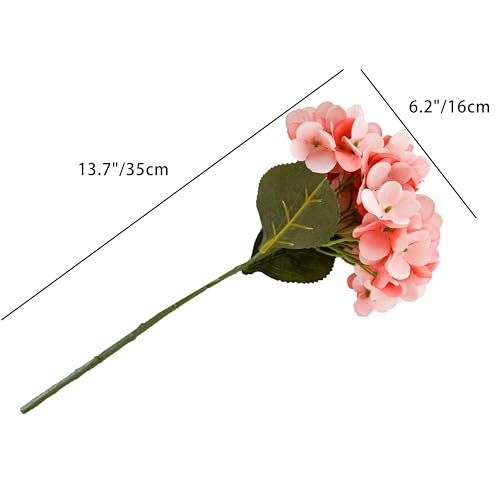 Mandy's 3 Stems Coral Artificial Hydrangea Flowers | 13.7 Inch Realistic Silk Bouquet for Centerpieces Easter , Wedding & Home Decor - color: Coral