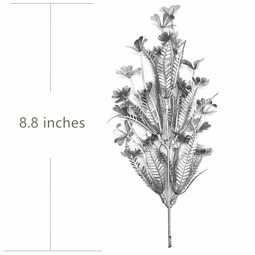 Artificial Plants Decor, Fake Glitter Clover Stem Plastic Flowers Stems Faux Simulation Good Luck Grass Twigs Plant for Wedding Picks Decoration DIY Wreath Crafts Christmas Tree Filler Silver 10 Pcs - color: Silver Four Leaf Clover Stem - 10 Pcs
