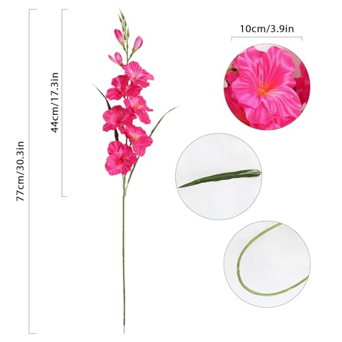 IPOPU 10 PCS Gladiolus Artificial Flowers Bulk 30.3 in Gladiolus Flowers Silk Gladiolus Flowers with Stems Artificial Gladiolus Flowers Faux Gladiolus for Home Wedding Office Decoration(Hot Pink) - color: Hot Pink
