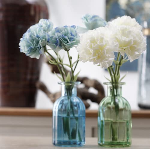 Rikyo 11 Inch Bouquets 10 Stem White Carnations,Outdoor UV Resistant No Fade Artificial Flower,Mini Carnation Silk Petals Fake Flowers Forever Plants for Home Party and Wedding Decor - color: White