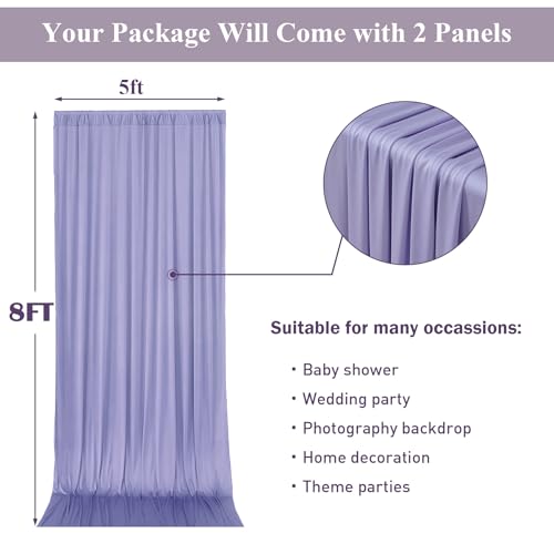 10x8 ft Wrinkle Free Lavender Light Purple Backdrop Curtain Drapes, Polyester Wedding Curtains Party Background for Baby Shower Birthday Parties - color: Lavender, size: 10ftx8ft