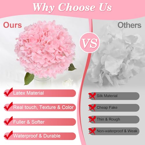 Artflower 4Pcs Real Touch Hydrangea Artificial Flowers, 22.5'' White & Pink Full Latex Faux Hydrangea Flowers for Home Floral Arrangements Wedding Bouquets Kitchen Table Centerpiece Decorations - color: White & Pink, size: 4 Pcs