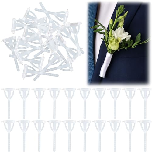 Boutonniere Safety Pins, Plastic Corsage Pins Safety Clips for Bride Groom, Tiny Boutonniere Brooch Supplies - color: Clear-20pcs