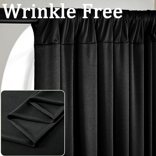 Black Wrinkle Free Black Backdrop Curtains for Parties, Thick Fabric Photo Backdrop Drapes for Birthday Wedding Baby Shower Party Photography Background Backdrop, 10ft x 7ft - color: Black, size: 10ftx7ft