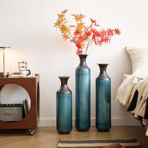 Floor Vase Set of 3, 28.4/24.4/20.4in Aqua Blue Tall Vases, Modern Decor Large Standing Vases for Living Room, Hallway, Office, Kitchen & Farmhouse Decoration - color: Floor Vases Aqua Blue