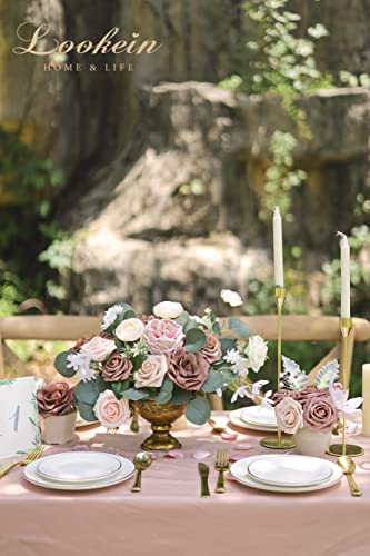 Lookein Artificial Flowers for DIY Wedding Decoration Bridal Bouquet Table Centerpieces Flower Wreaths Aisle Decoration Home Decor, Elegant Dusty Rose - color: Elegant Dusty Rose