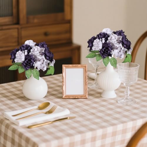 IPOPU 25PCS Artificial Gardenia Flowers Purple&Lilac Foam Gardenia Flowers Real Looking Fake Rose Heads for Wedding Bouquet Bridal Shower Party Home Floral Arrangements(Purple&Lilac) - color: Purple&lilac