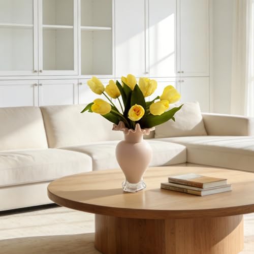 10 Stems Artificial Tulips Bouquet 14" Fake Tulips Flowers Realistic Faux Flowers for Wedding Home Party Decor Spring Decor Valentine's Day and Easter Decorations(Yellow) - color: Yellow