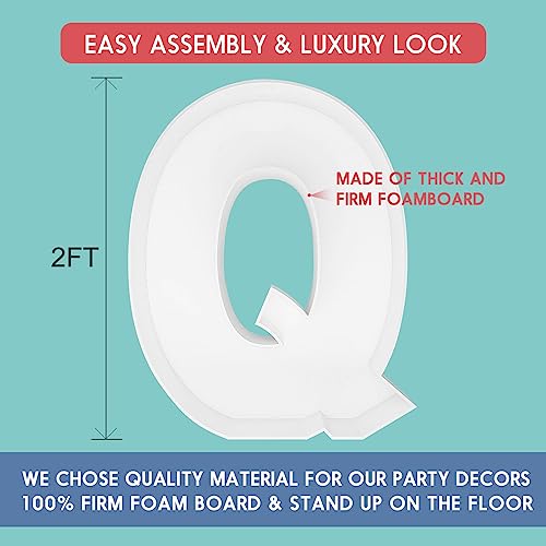 2FT Letter Q Mosaic Balloon Frame Letter DIY Fillable Letters Kit for Birthday Party Wedding Backdrop Decor - color: Letter Q, size: 2FT
