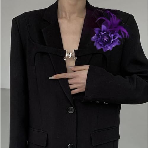 Elegant Flower Brooch for Women Wedding Party Dance Banquet Pins Feather Flower Fascinator Lady Floral Hairpins Dress Suit Lapel Pin Ceremony Accessories Corsage Brooches Vintage Jewelry Gifts - color: Purple