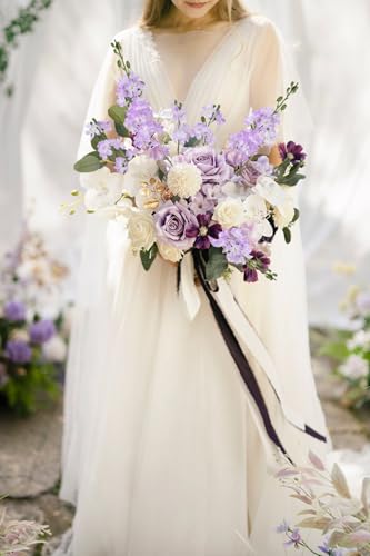 Purple Silk Flowers 5 PCS Delphinium, 38.5" Lilac Flowers Artificial Fake Larkspur Artificial Flowers Long Stem Snapdragon Flowers for Wedding Centerpieces Home Party Decor - color: Light Purple