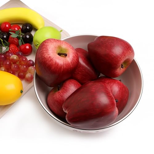 6PCS Simulation Apple Fake Fruit for Home Decoration Lifelike Fake Apple Kitchen Table Fruit Party Christmas Decoration - color: Red Apple 2