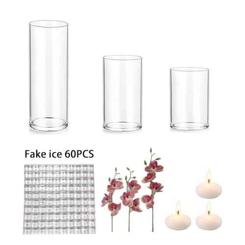 Artificial Orchid Floating Flower for Table Centerpieces Glass Cylinder Vase Fillers Floating Candles Fake Ice Cubes Peach Set for Wedding Party Pool Bar Restaurant Festival Decoration - color: Pink 2