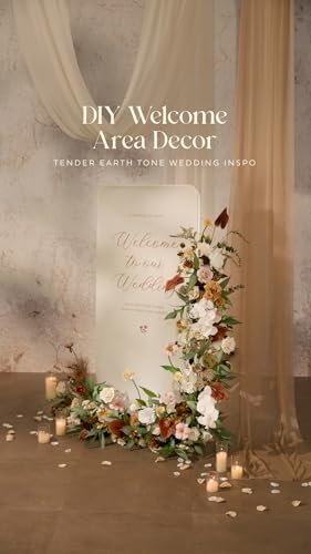 Ling's moment Fake Flowers Box, Faux Artificial Greenery Stems Foam Roses Silk Dahlia Pampas Grass Fabic Flower for Centerpieces Bouquet Wedding Vase Floral Decorations, Beige & Sepia, Deluxe Combo - color: Beg-beige & Sepia, size: Deluxe