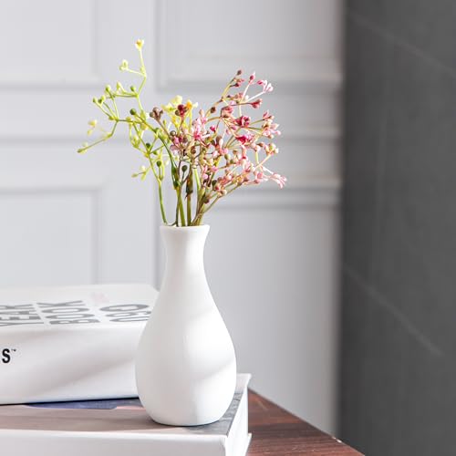 White Ceramic Bud Vase Set of 12 DIY Matte Flower Vases | Modern mini ceramic vases for home decor, wedding centerpieces, farmhouse shelves, mantel display and creative DIY styling - color: White - 12 Pcs