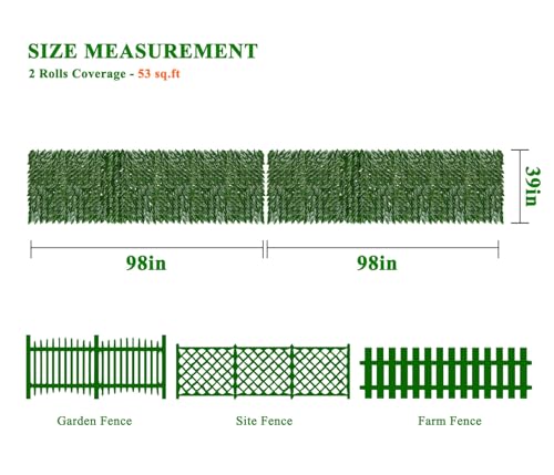 iCover 2PK 39 * 98in Artificial Ivy Privacy Fence Screen Cover, Highly Dense Leaves Wtih Strengthened Joint Prevent Leave Falling Off, Faux Hedge Panels Greenery Vines, Decorative Fences - color: Green Vines, size: 39*196in